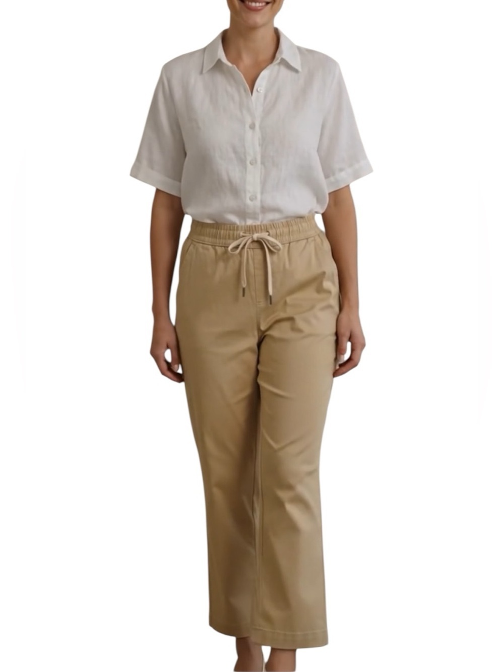 🆕 Lane Bryant Pull-on Cool Cotton Soft Ankle Chinos Elastic Draw String Camel 18